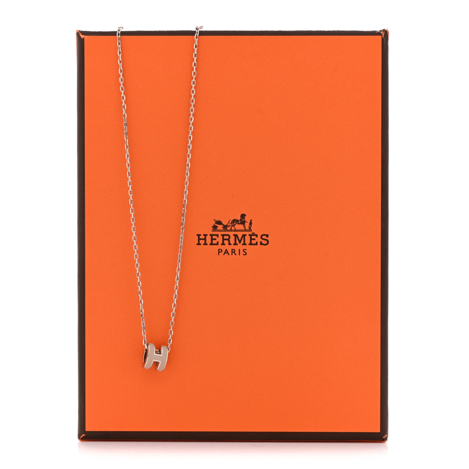 Hermes Palladium Mini Pop H Pendant Necklace Marron Glace 6 of 6