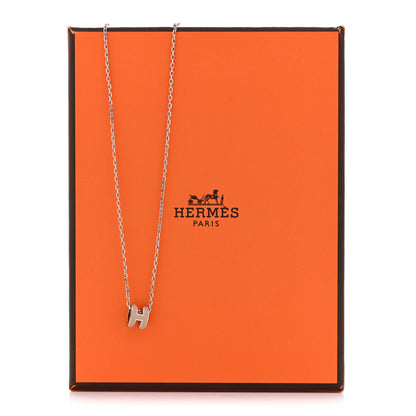 Hermes Palladium Mini Pop H Pendant Necklace Marron Glace 6 of 6