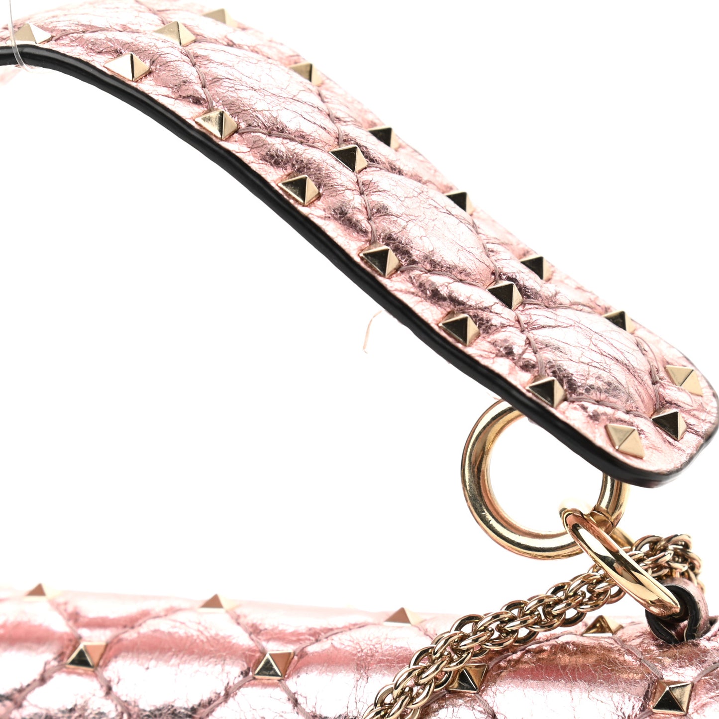 Metallic Wrinkled Lambskin Medium Rockstud Spike Shoulder Bag Lipstick
