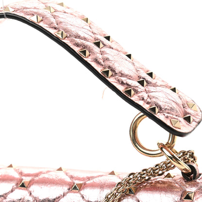 Valentino Garavani Metallic Wrinkled Lambskin Medium Rockstud Spike Shoulder Bag Lipstick 10 of 10