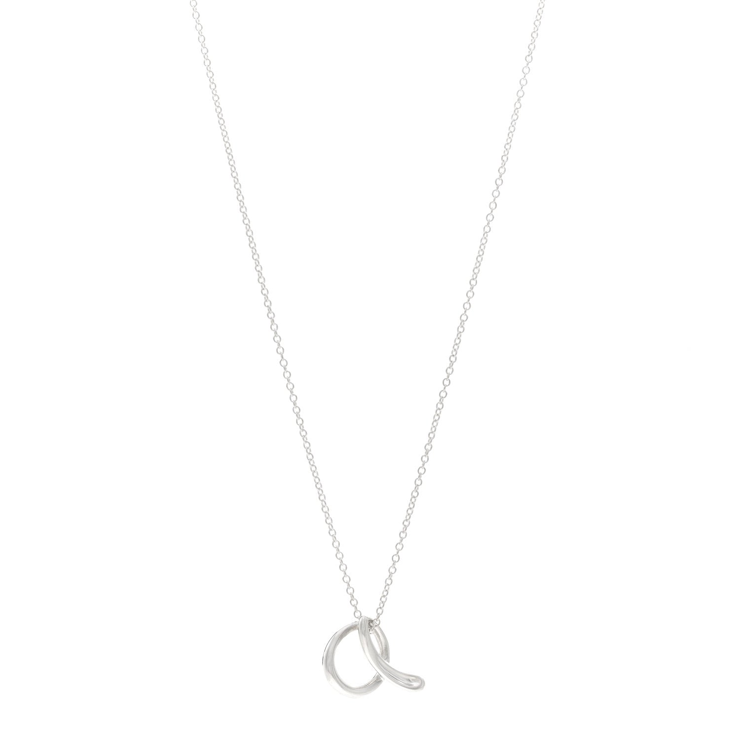 Tiffany Sterling Silver Elsa Peretti Letter A Pendant Necklace 1 of 4