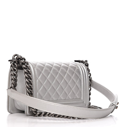 Chanel Metallic Calfskin Quilted Small Boy Flap Silver 3 of 15