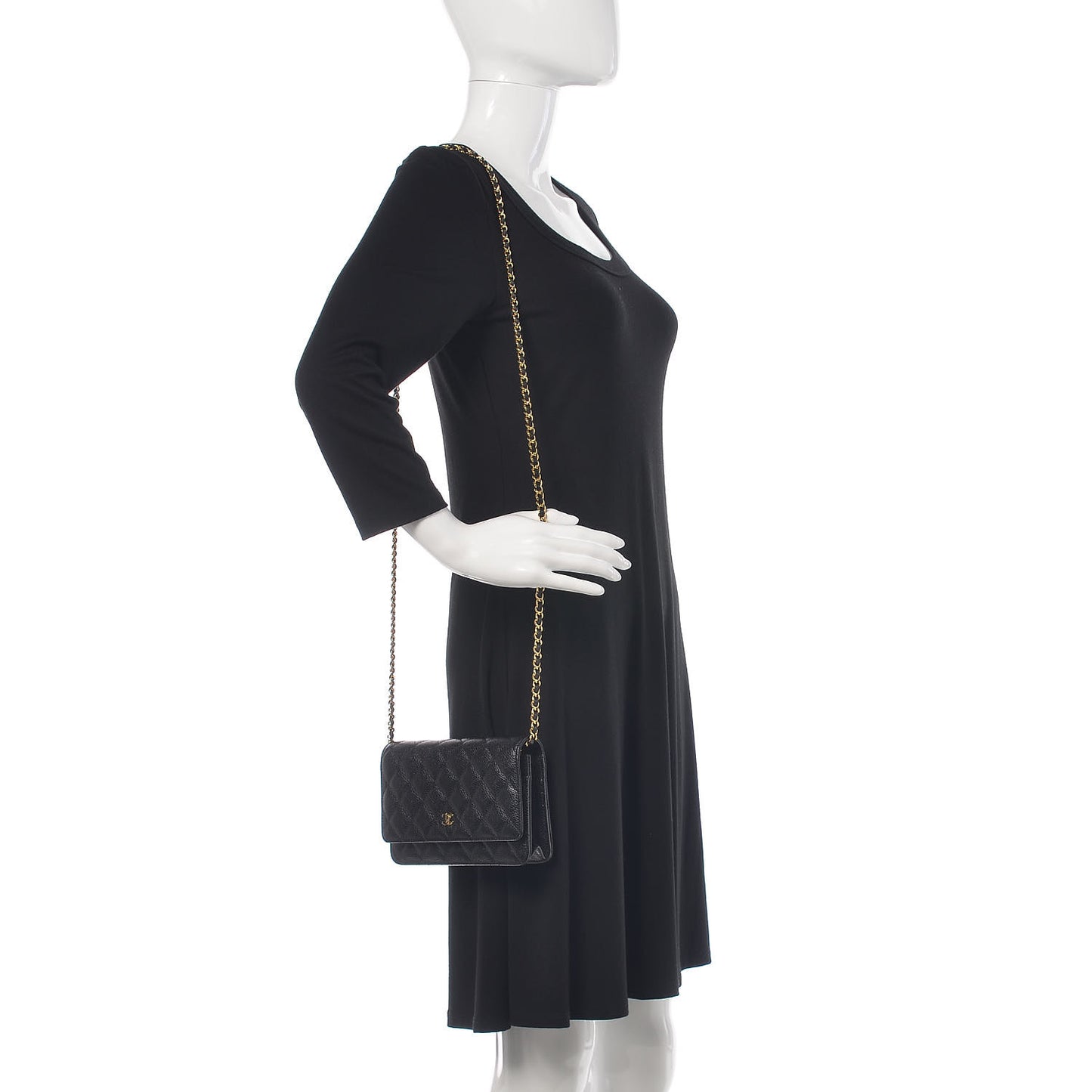 Caviar Quilted Wallet On Chain WOC Black