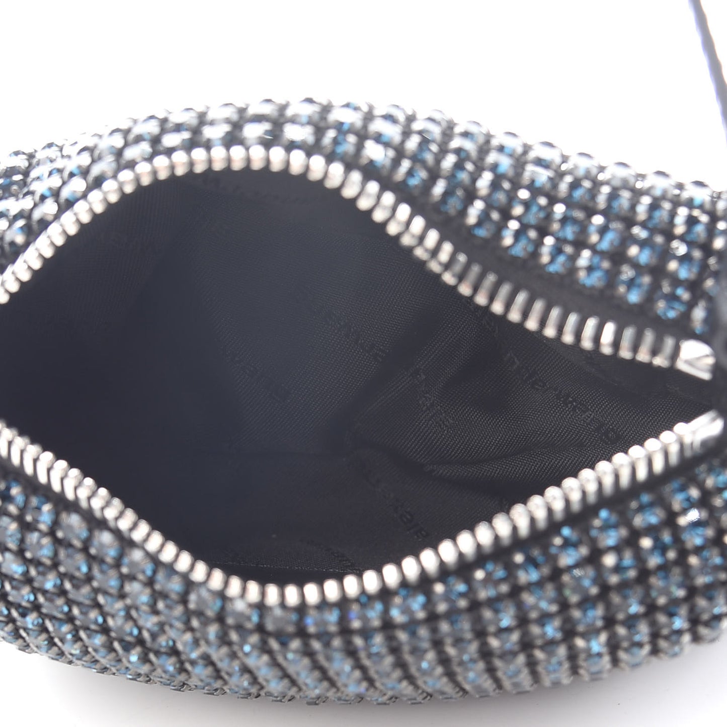 Mesh Crystal Rhinestone Mini Heiress Pouch Navy