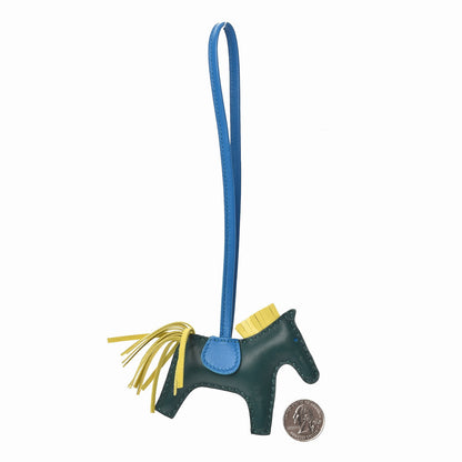 Hermes Milo Lambskin Grigri Rodeo Horse Bag Charm PM Malachite Bleu Zanzibar Lime 2 of 4