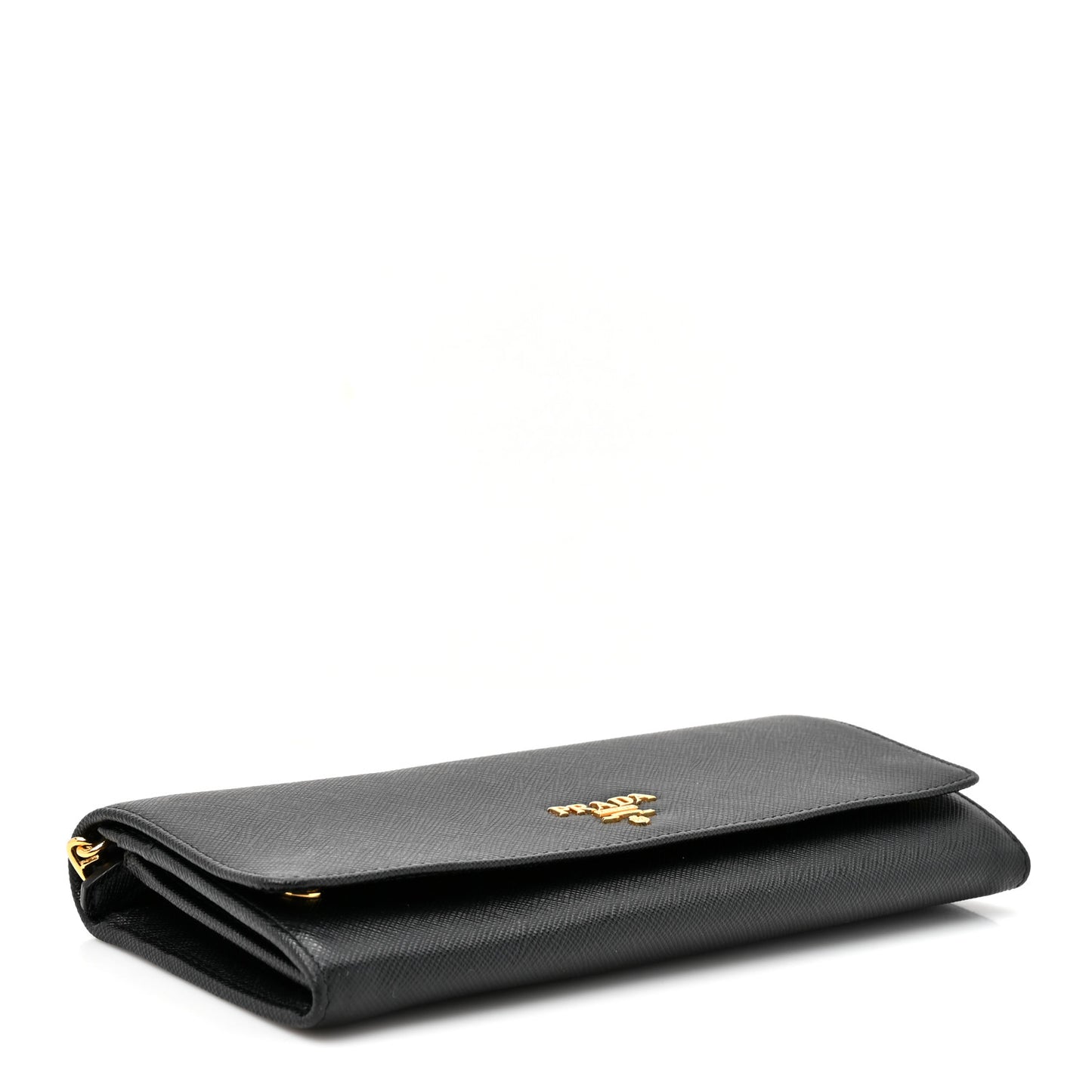 Saffiano Metal Oro Chain Wallet Black