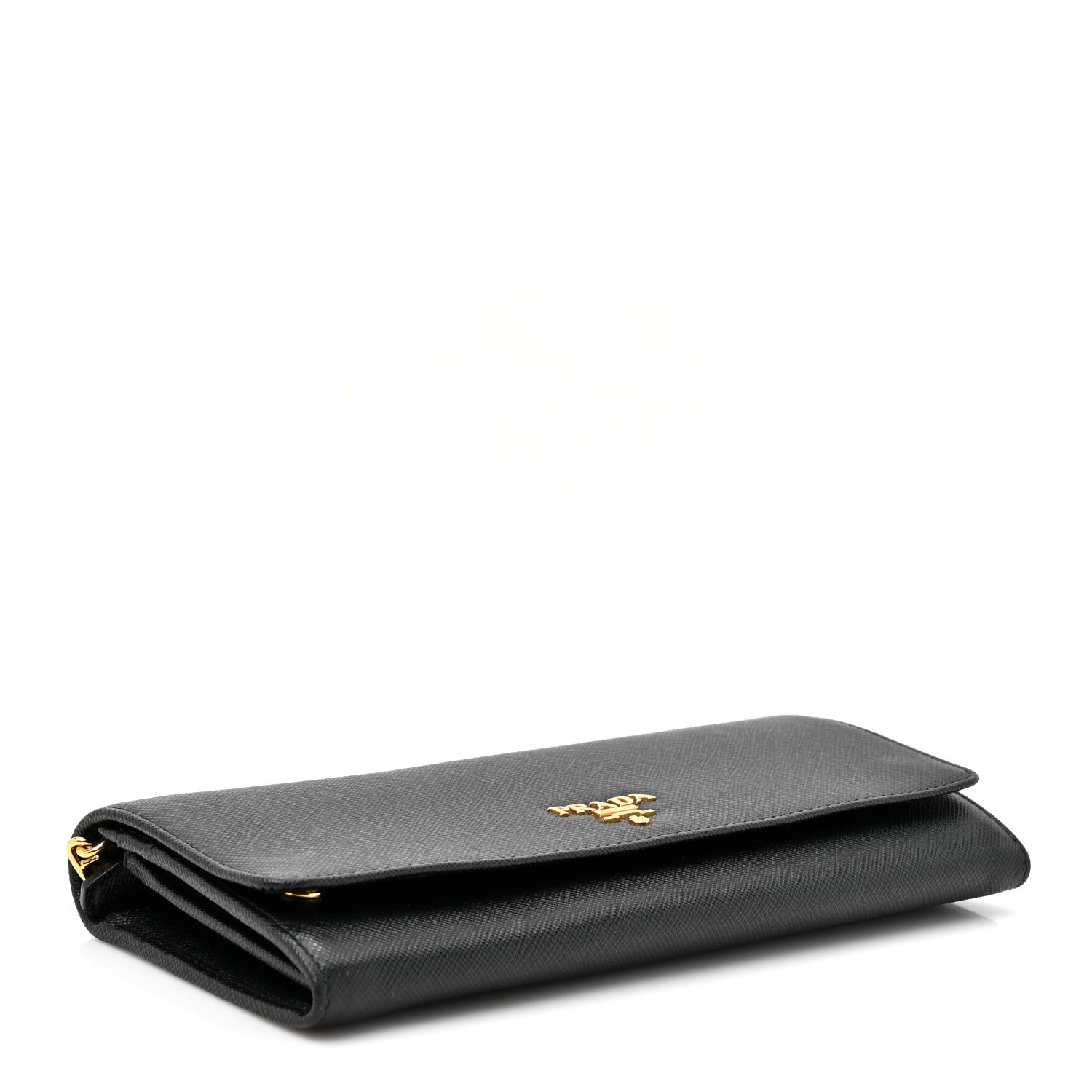 Prada Saffiano Metal Oro Chain Wallet Black 4 of 11