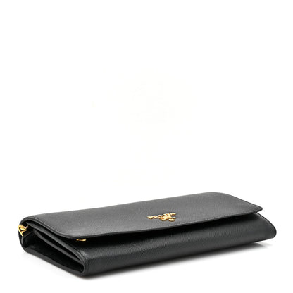 Prada Saffiano Metal Oro Chain Wallet Black 4 of 11