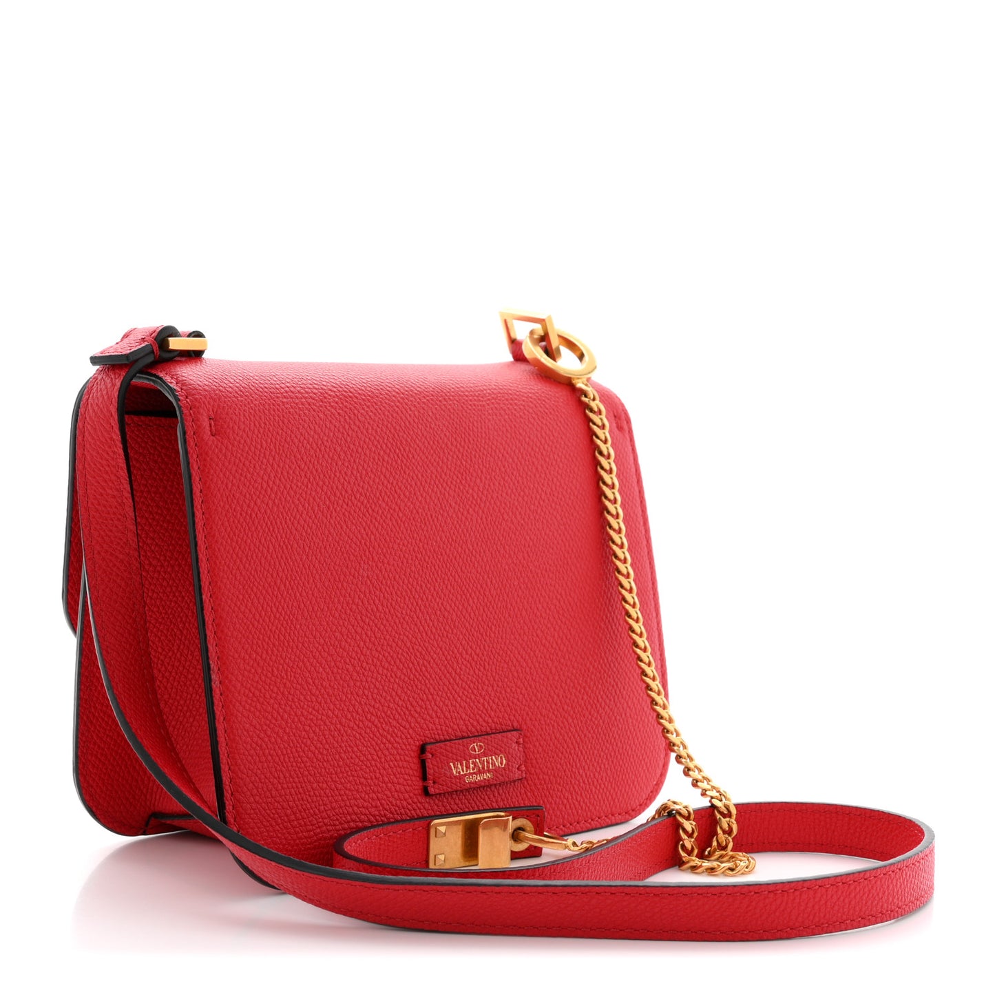 Grainy Calfskin Small VSling Shoulder Bag Red