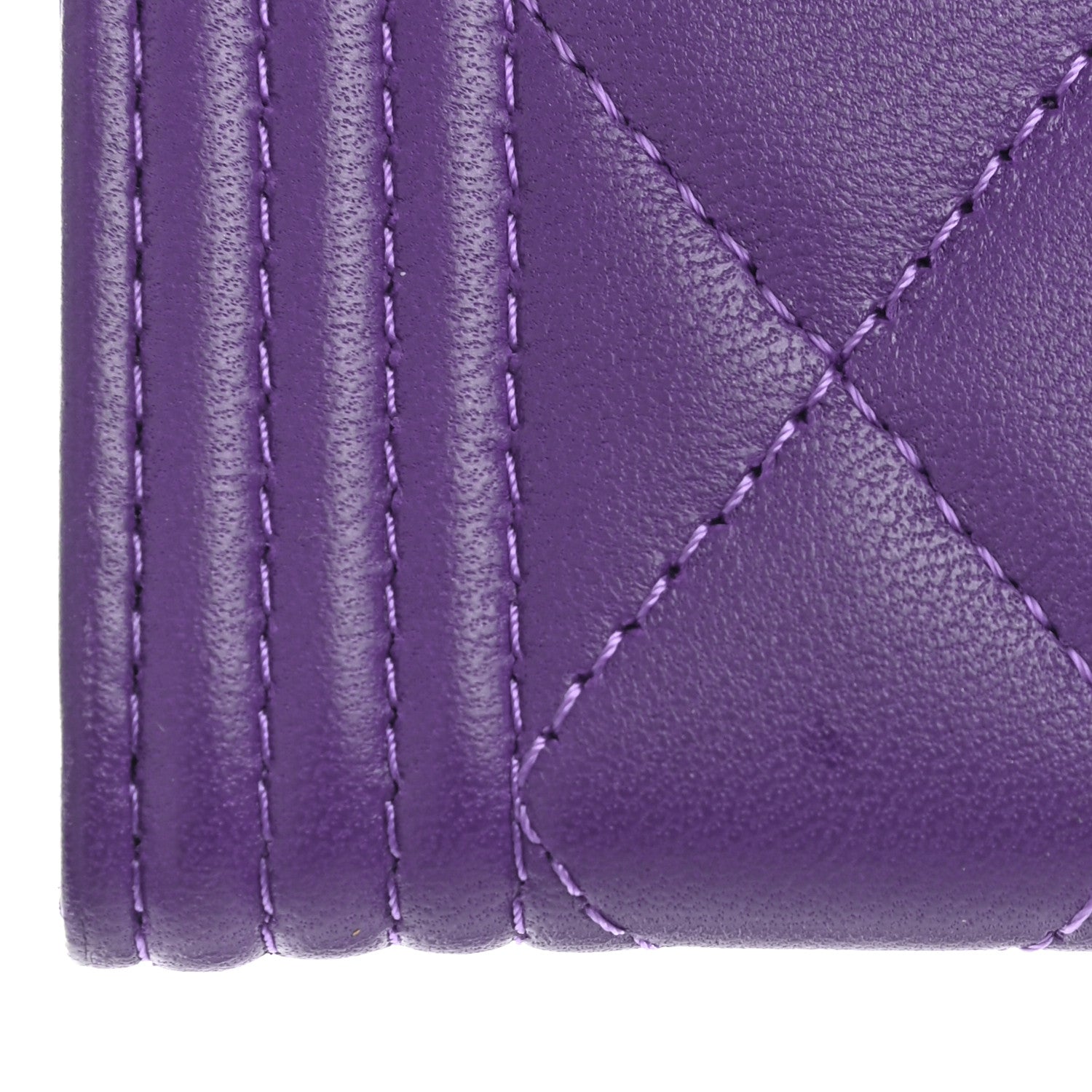 Chanel Lambskin Quilted Boy Flap Card Holder Purple 10 of 10