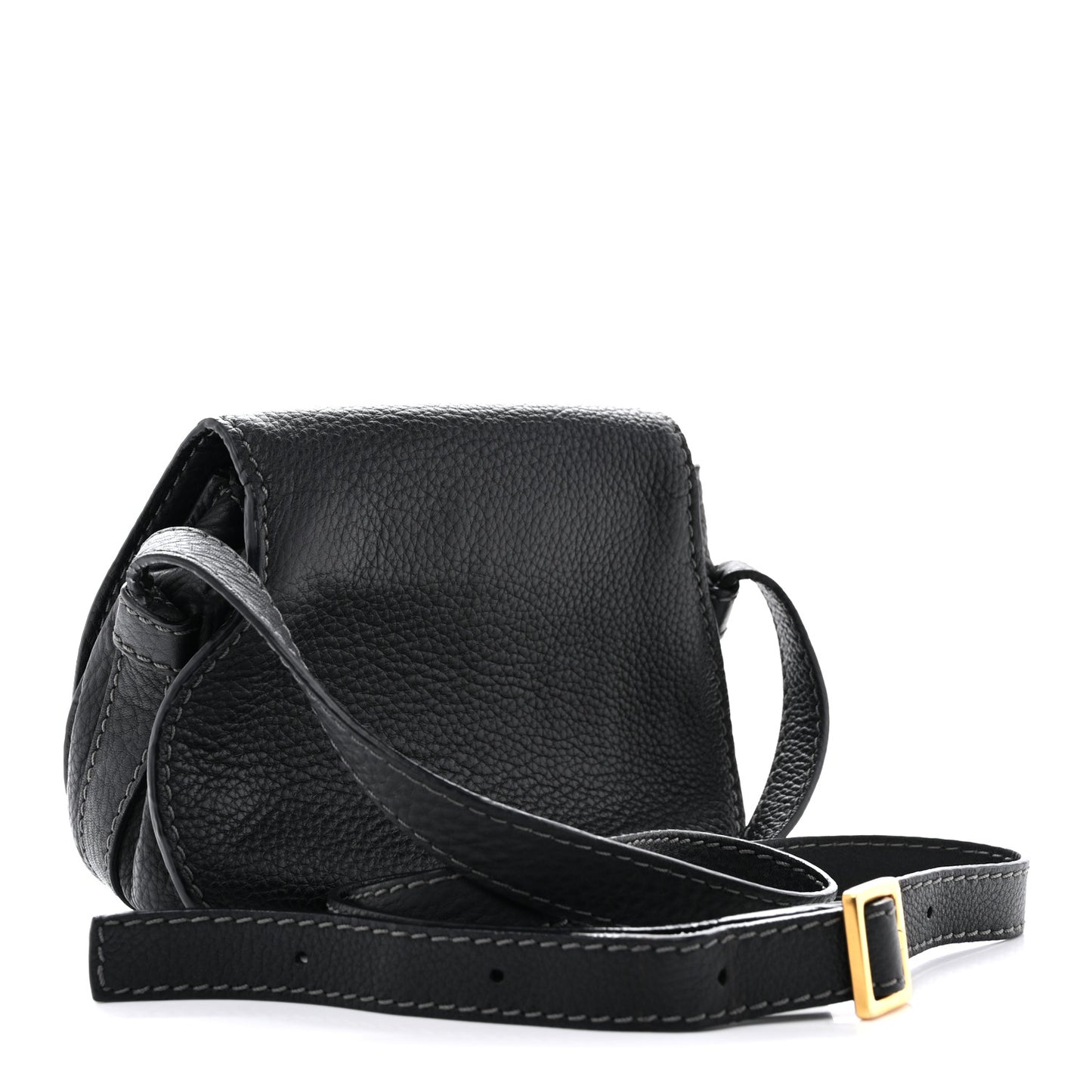 Calfskin Mini Marcie Round Crossbody Bag Black