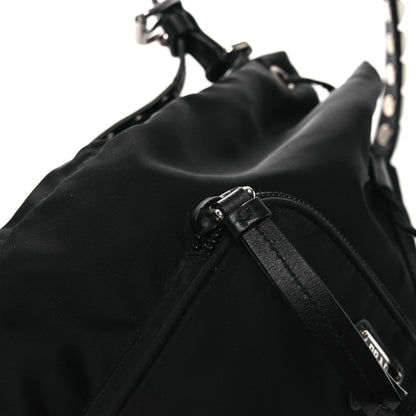 Prada Tessuto Nylon Studded New Vela Mini Bucket Crossbody Bag Black 12 of 13