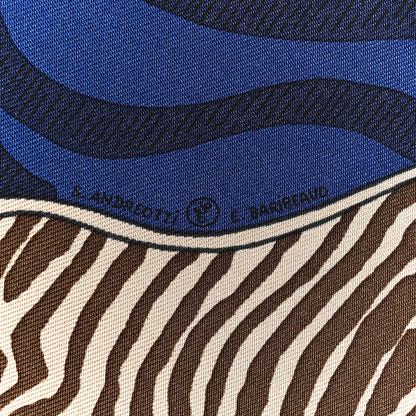 Hermes Silk Twill Le Premier Chant Scarf 90 Bleu Nuit White Ebene 5 of 5