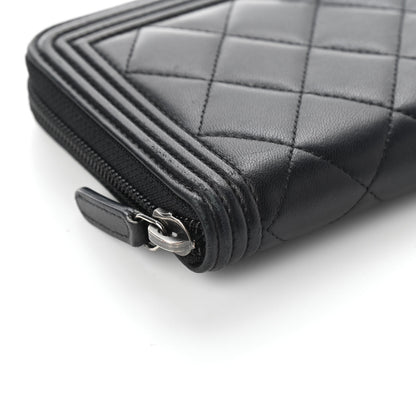 Chanel Lambskin Quilted Boy Zip Around Wallet Black 10 of 10