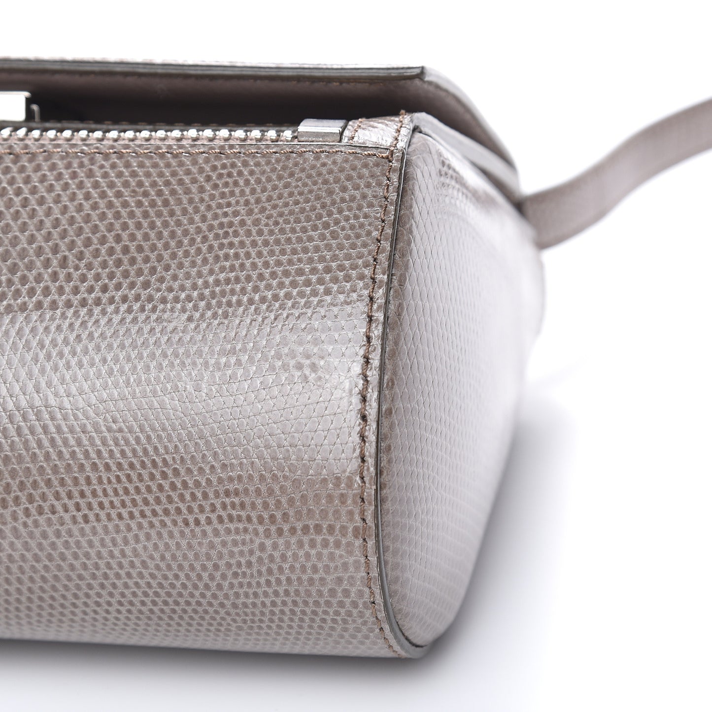 Calfskin Lizard Embossed Mini Pandora Box Crossbody Bag Mastic