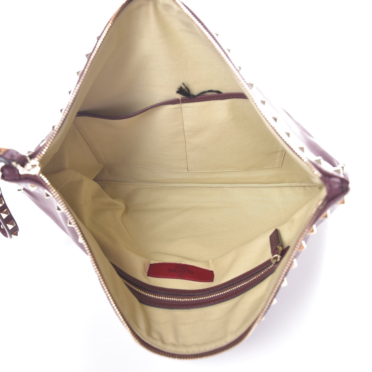 Valentino Garavani Vitello Oversized Rockstud Zip Wristlet Pouch Rubin 5 of 7