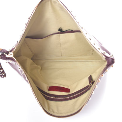 Valentino Garavani Vitello Oversized Rockstud Zip Wristlet Pouch Rubin 5 of 7
