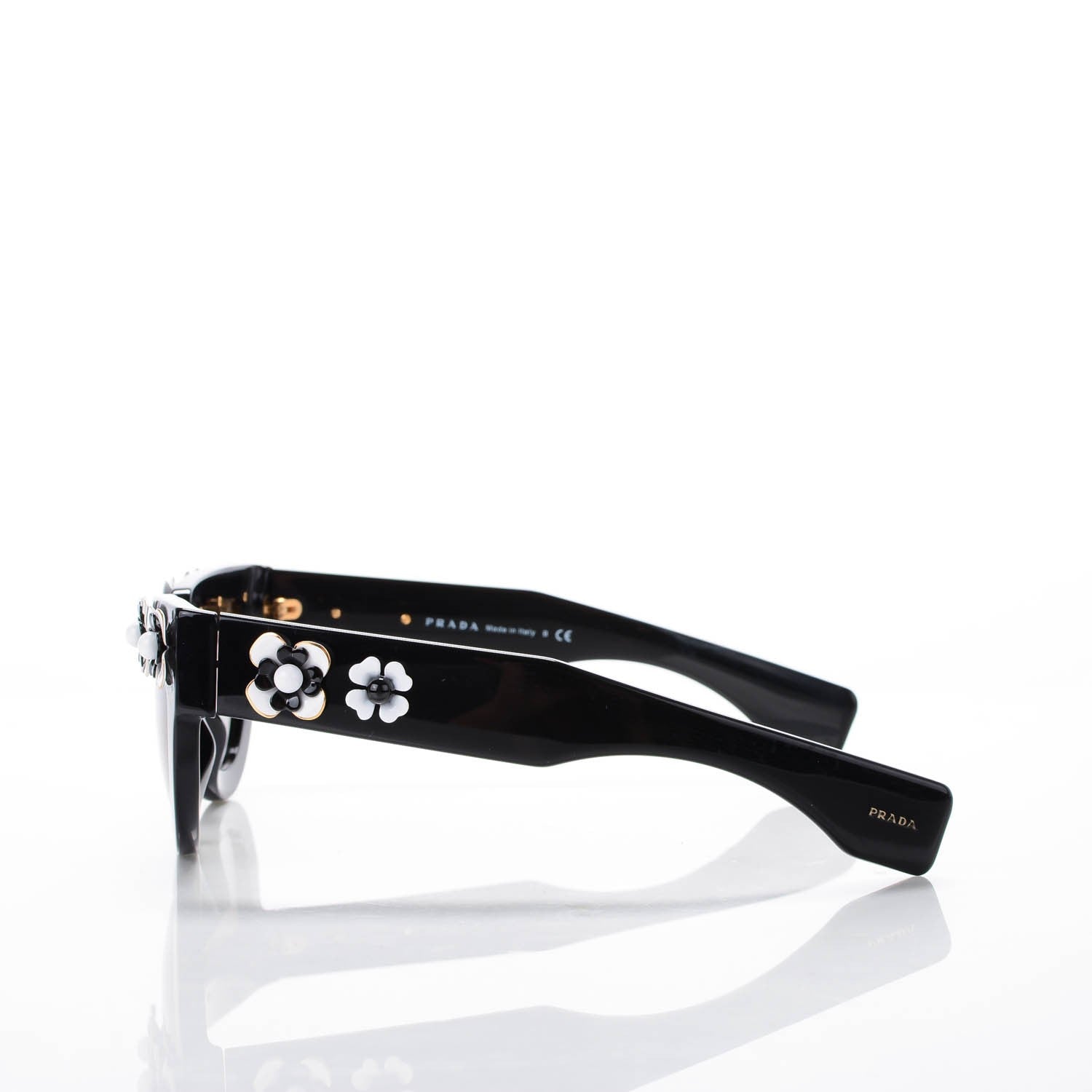 Prada Flower Poeme Sunglasses SPR26P Black 138583 – FASHIONPHILE