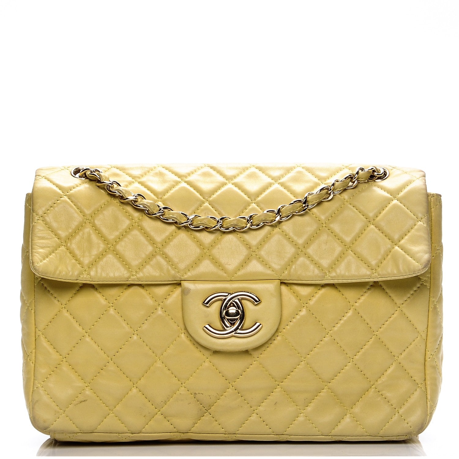 Chanel Lambskin Quilted Maxi Single Flap Yellow 1 of 20