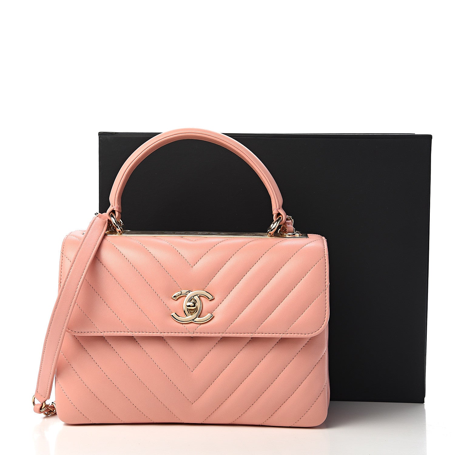 Chanel Lambskin Chevron Quilted Small Trendy CC Dual Handle Flap Bag Light Pink 11 of 11