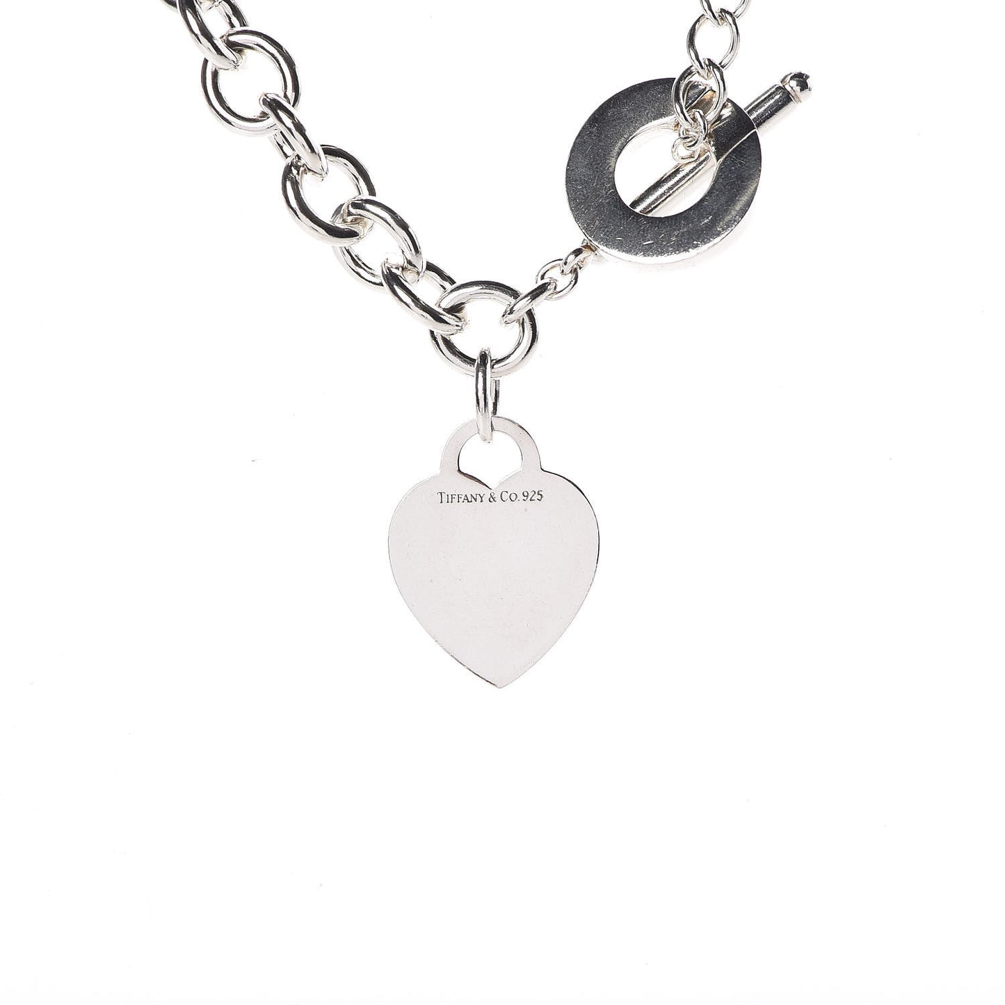 Sterling Silver Heart Tag Toggle Necklace