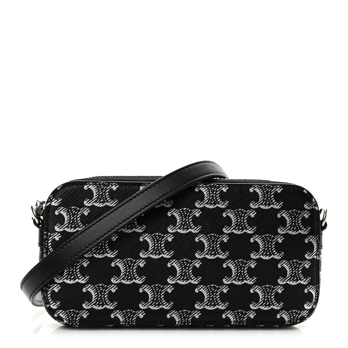 Triomphe Canvas Horizontal Pouch Silver Black