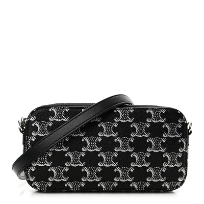 Celine Triomphe Canvas Horizontal Pouch Silver Black 1 of 14