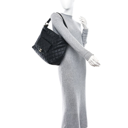 Chanel Calfskin Quilted Large Coco Mellow Hobo Black 2 of 9