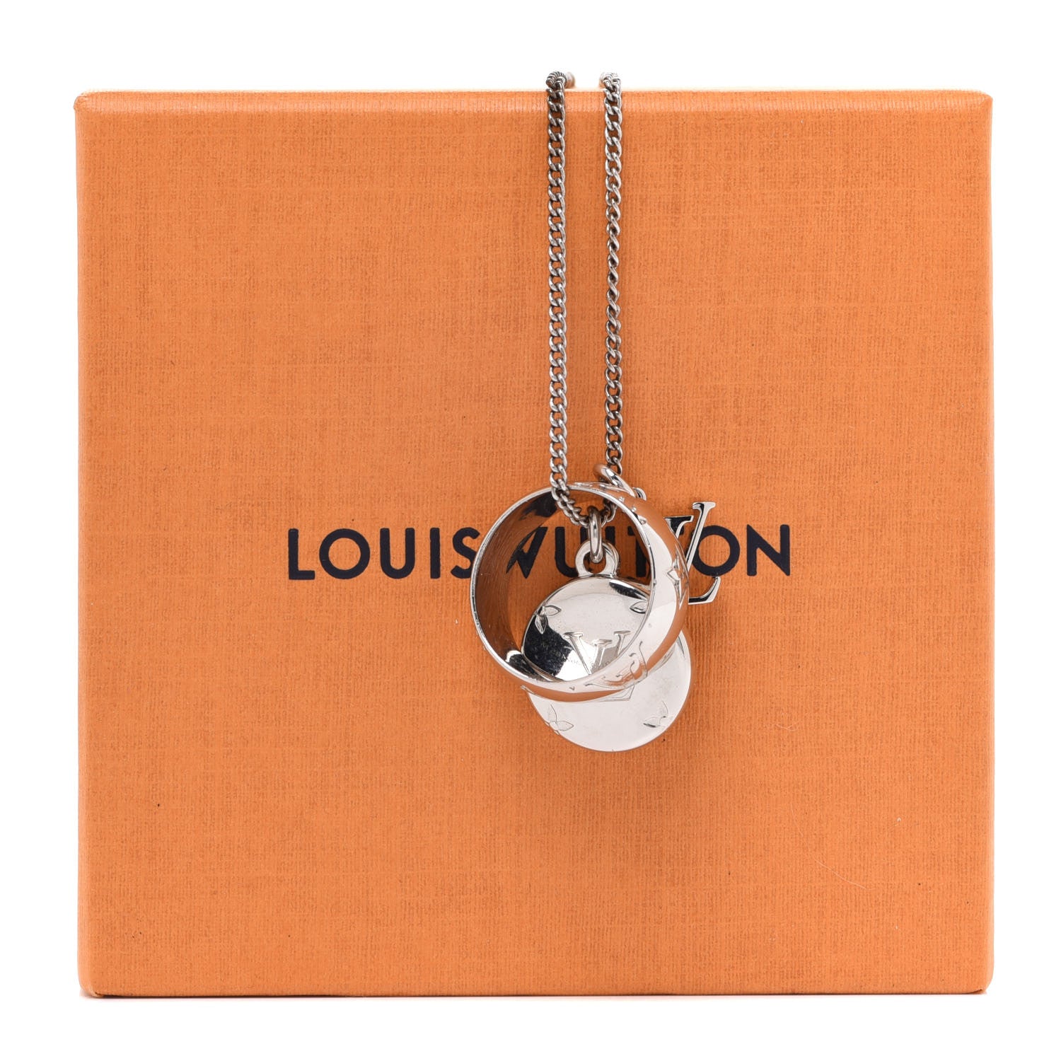 Louis Vuitton Zamac Palladium Monogram Charms Necklace Silver 9 of 9