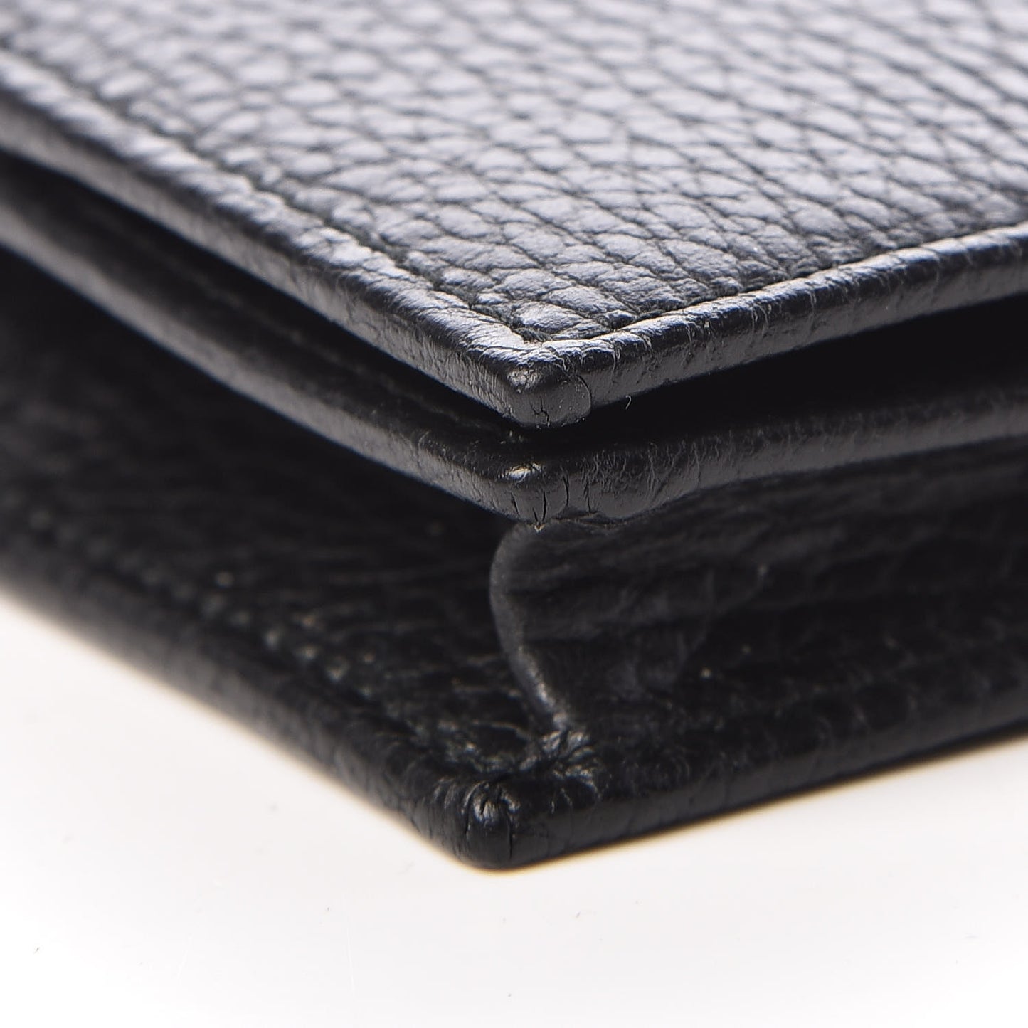 Pebbled Calfskin GG Marmont Card Case Black
