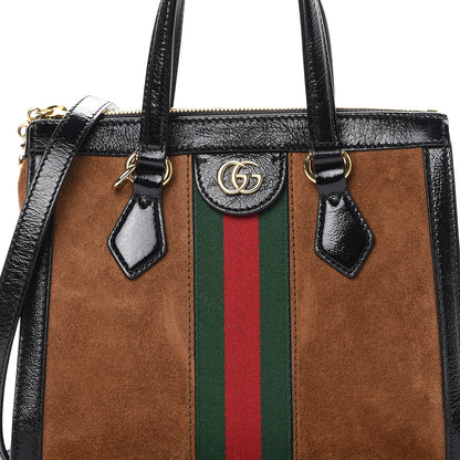 Gucci Suede Patent GG Web Small Ophidia Tote Bag Nocciola Black 7 of 11