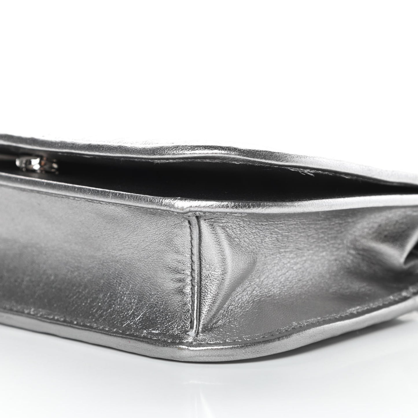 Metallic Nappa Impunture Small Diagramme Crossbody Bag Cromo
