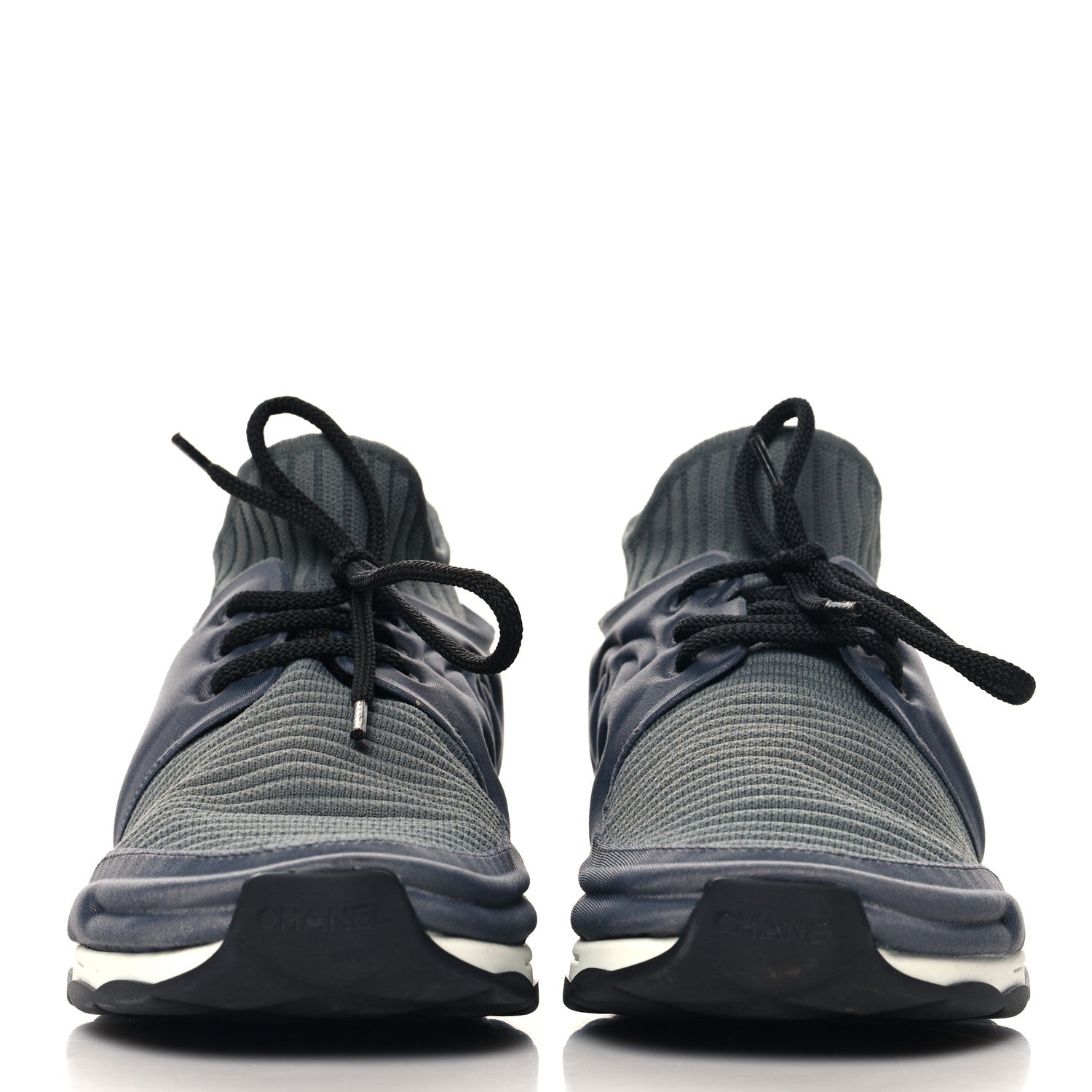 Chanel Stretch Fabric CC Sneakers 39.5 Grey 3 of 10