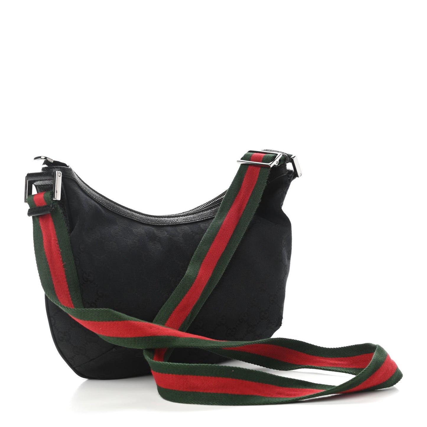 Monogram Web Medium Half Moon Hobo Black