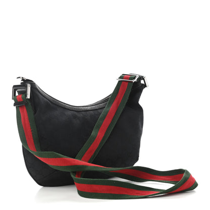 Gucci Monogram Web Medium Half Moon Hobo Black 3 of 10