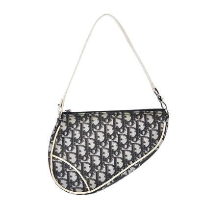 Christian Dior Monogram Mini Saddle Pochette White Black 1 of 9