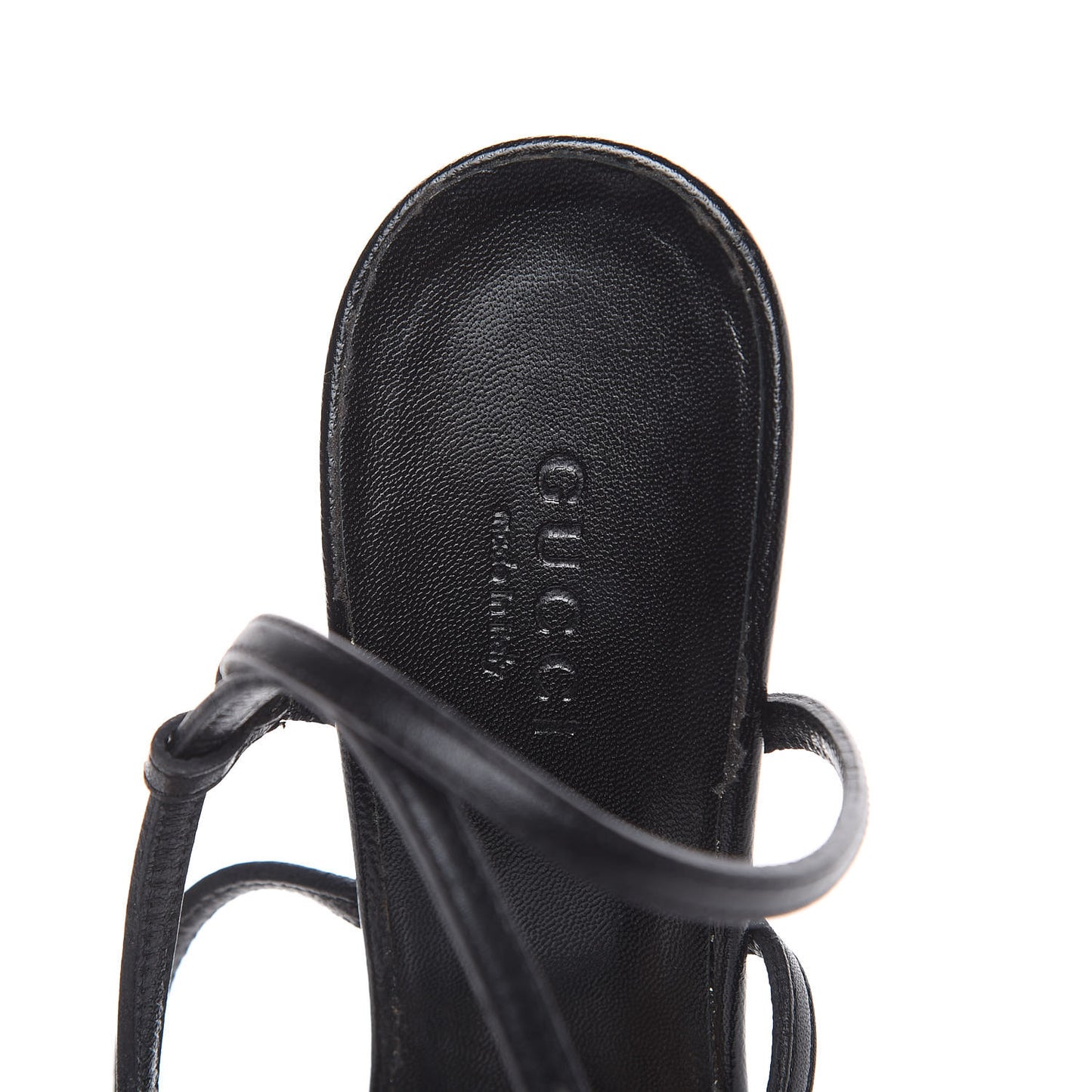 Calfskin Interlocking G Ankle Strap Sandals 6 Black