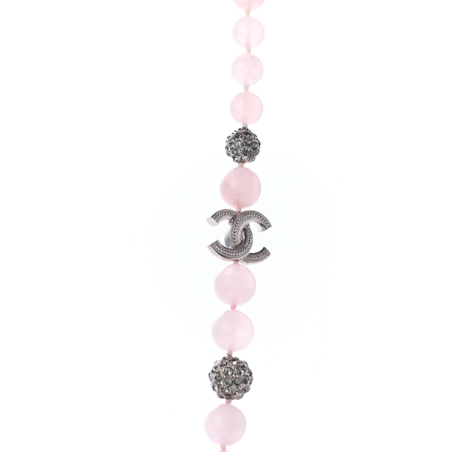Bead Crystal CC Long Necklace Pink
