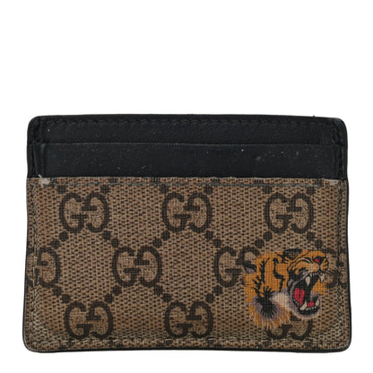 Gucci GG Supreme Monogram Tiger Print Card Holder Black 1 of 18