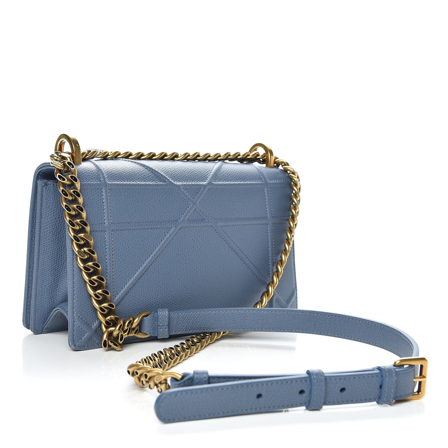 Grained Calfskin Small Diorama Flap Bag Denim