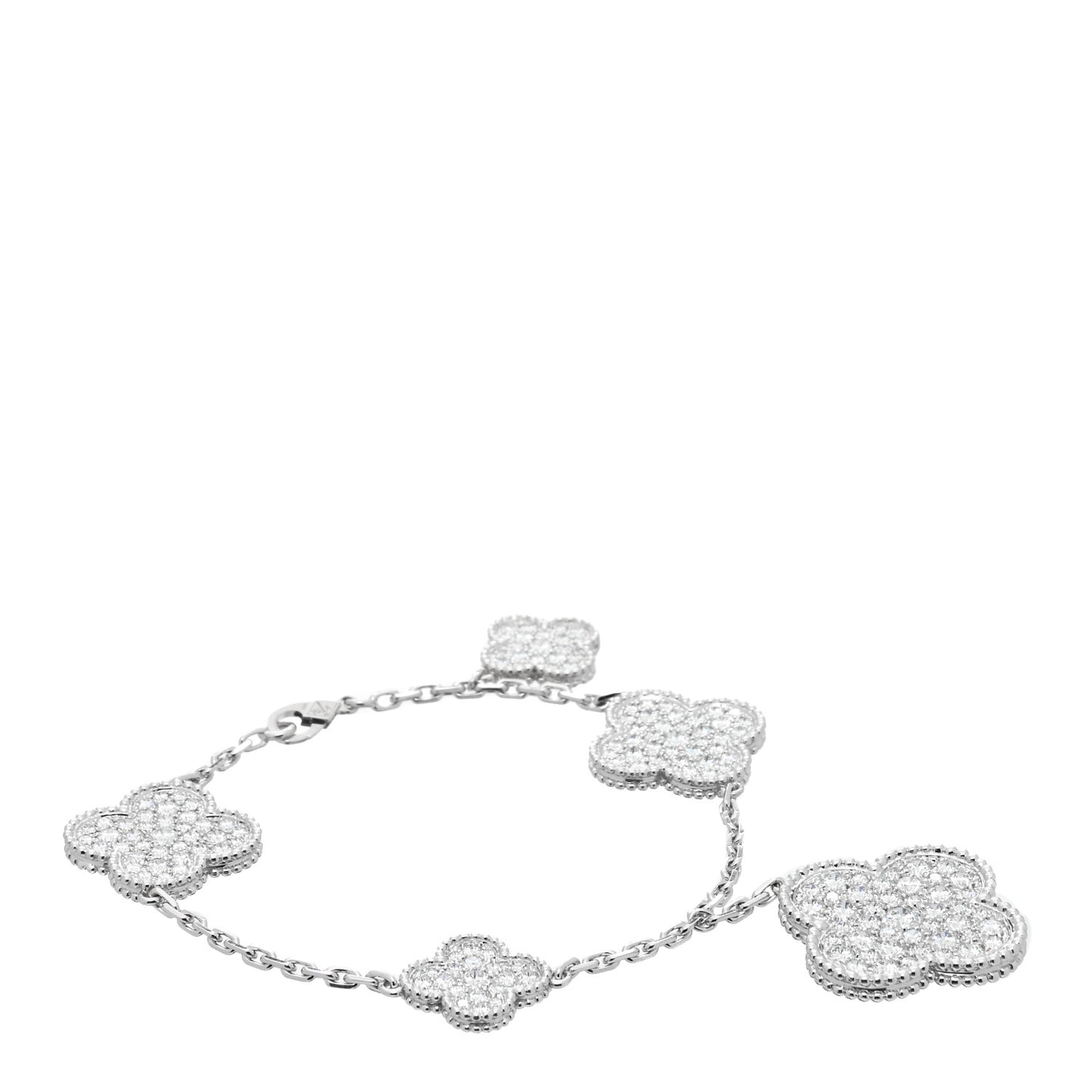 18K White Gold Diamond 5 Motifs Magic Alhambra Bracelet