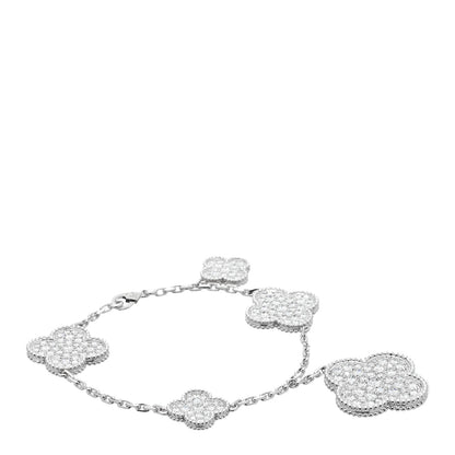 Van Cleef & Arpels 18K White Gold Diamond 5 Motifs Magic Alhambra Bracelet 1 of 5