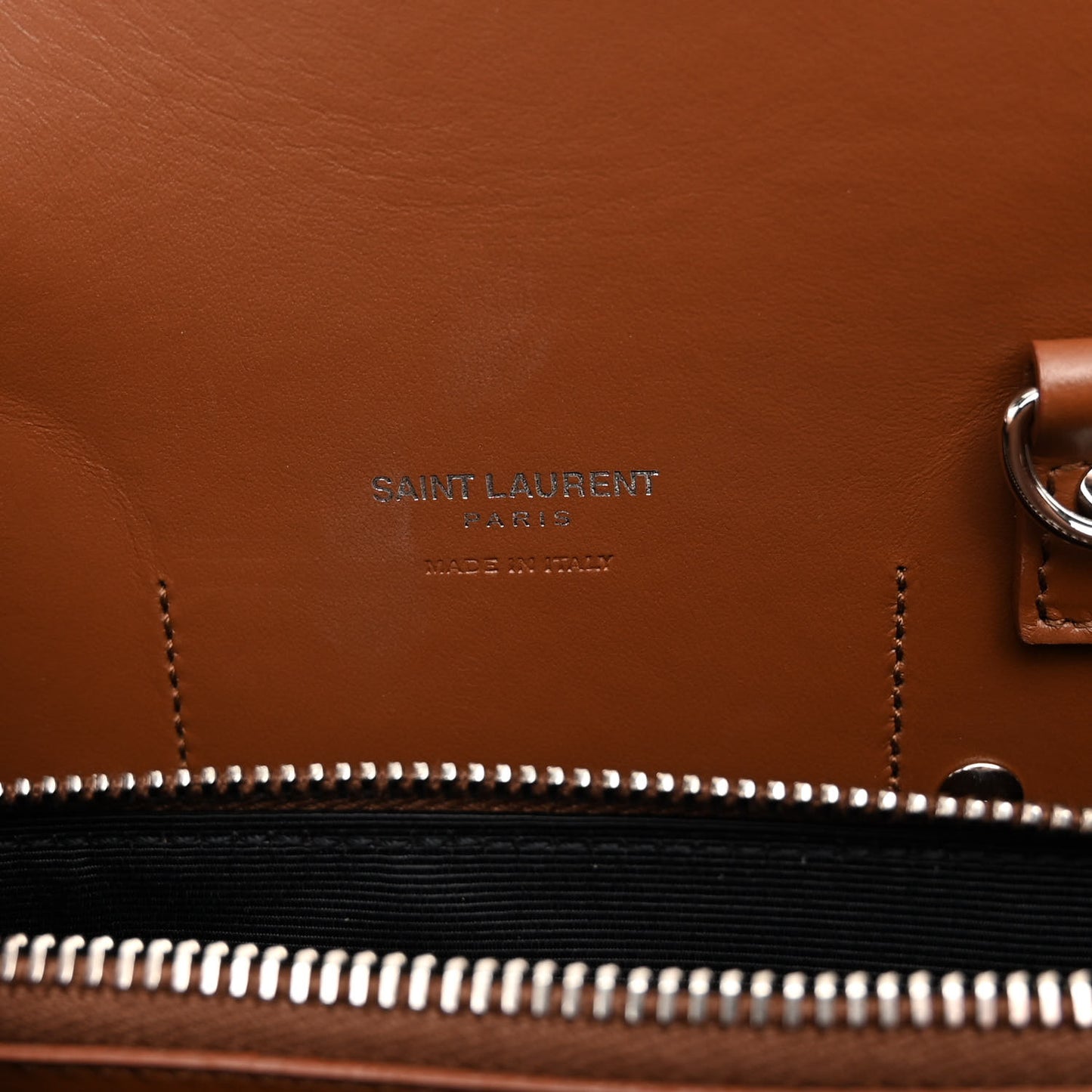 Grained Calfskin Topstitch Small Sac De Jour Cognac