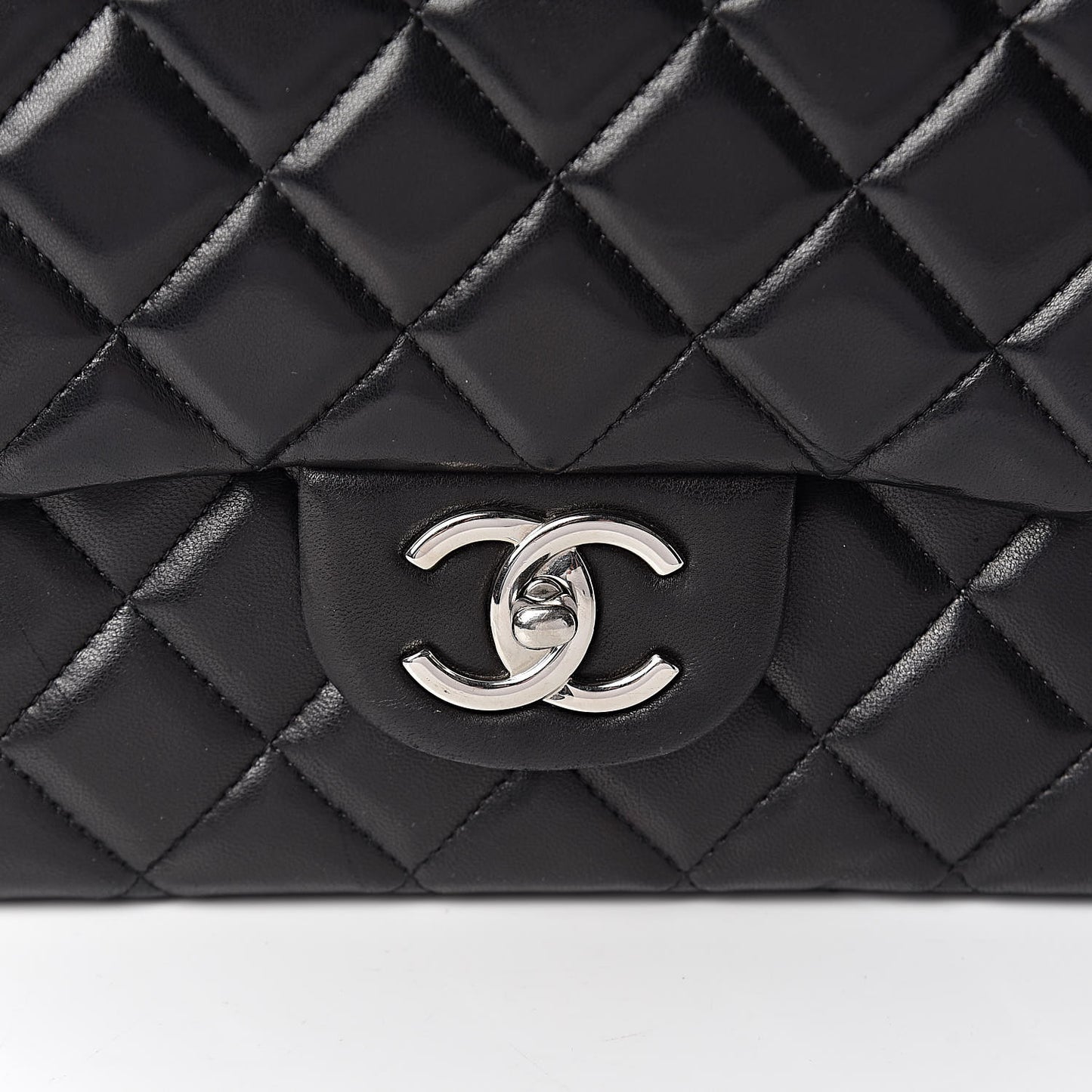 Lambskin Quilted Maxi Double Flap Black