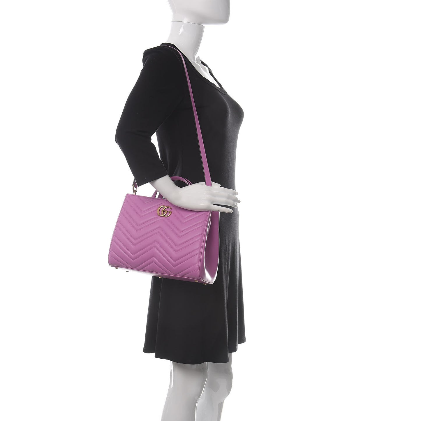 Calfskin Matelasse Small GG Marmont Tote Candy Mousse