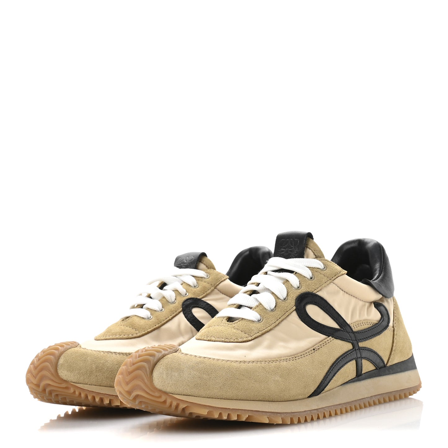 Nylon Suede Flow Runner Sneakers 40 Gold Black