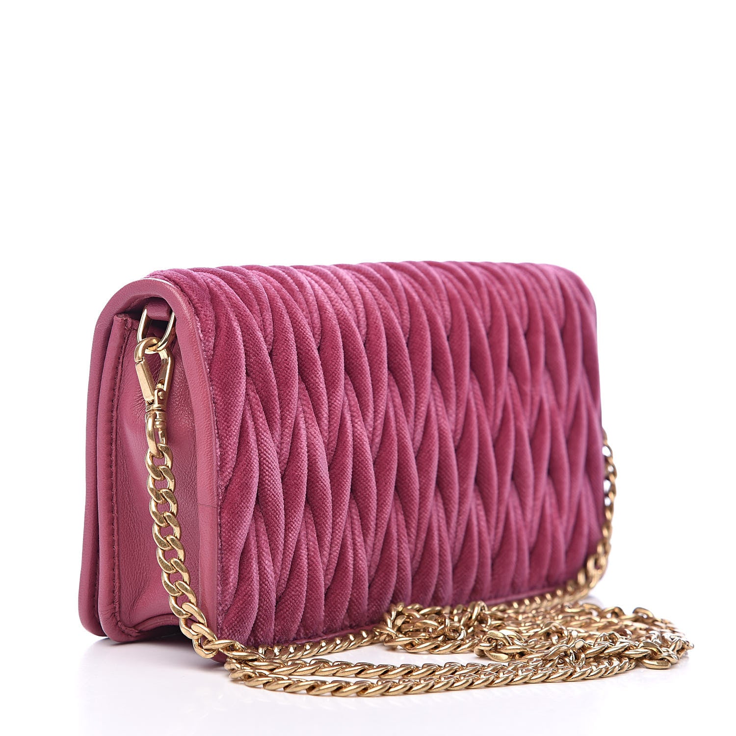 Miu Miu Nappa Velvet Matelasse Wallet On Chain Bruyere 3 of 9