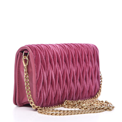 Miu Miu Nappa Velvet Matelasse Wallet On Chain Bruyere 3 of 9