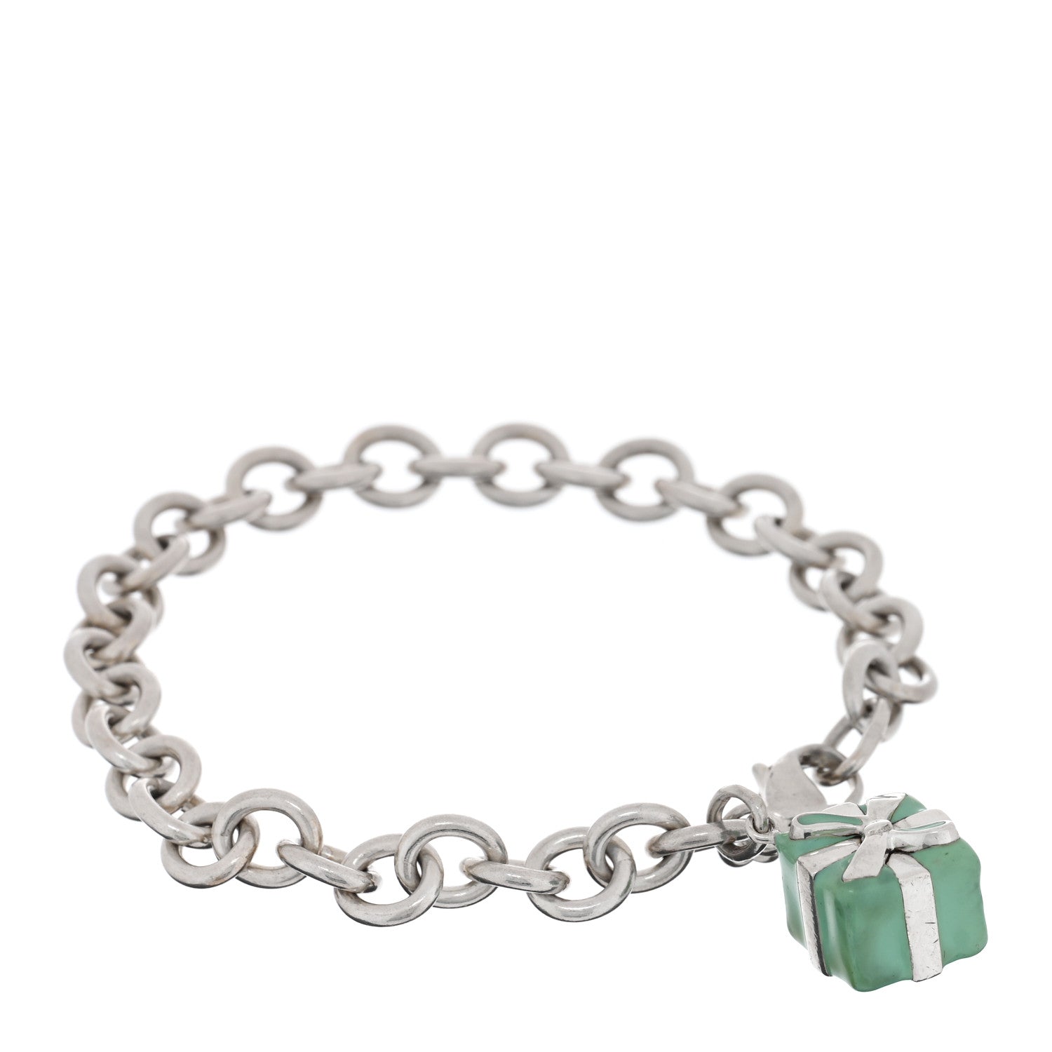 Tiffany Sterling Silver Enamel Blue Box Charm Bracelet 1 of 3