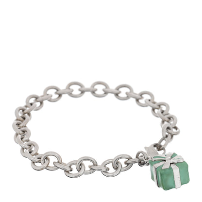 Tiffany Sterling Silver Enamel Blue Box Charm Bracelet 1 of 3